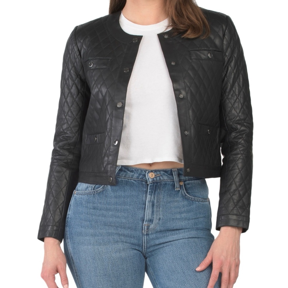 NWT BOD & Christensen Black Quilted Women's Genuine Leather Jacket